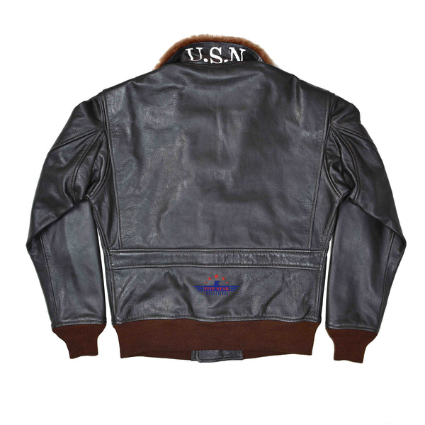 Men's G-1 55J14 Naval US Military Leather Flight Bomber Jacket ...