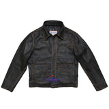 FiveStar Leather SandPaper Distressed Jacket CapeSkin Dark Brown Leather