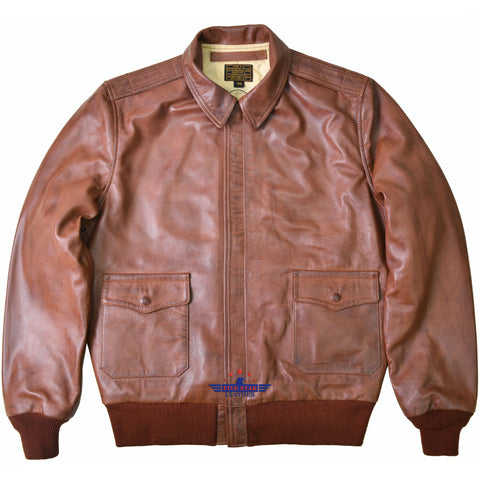 Men Type A-2 Repro Real Leather Brown Aviator flying Pilot Jacket