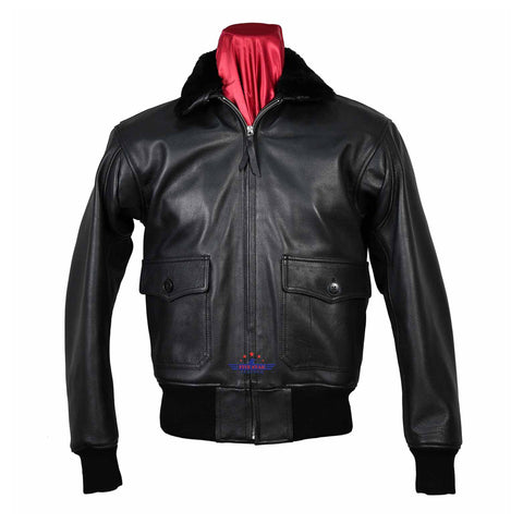 Black Leather G-1 Military Spec Jacket Z21E013