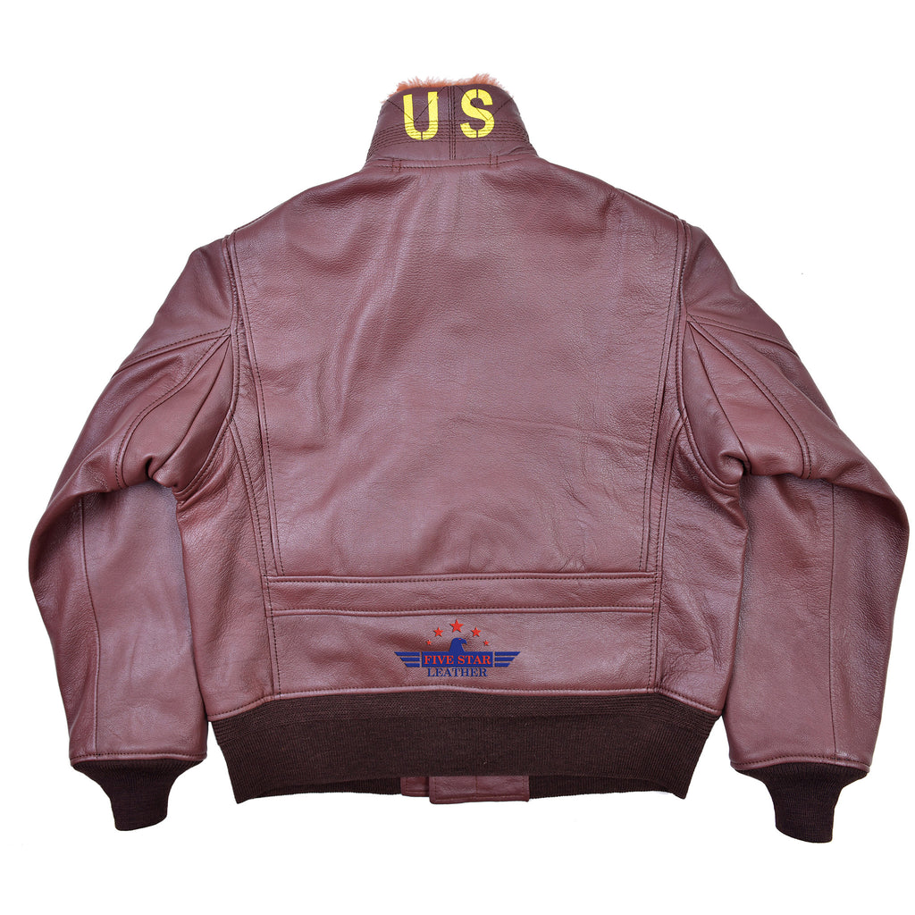 Men’s Flight Aviator WW2 AN-6552 Leather Jacket Russet Brown Goatskin  Leather