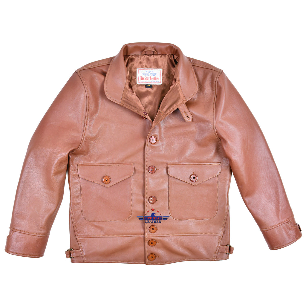 Leather Blouson With Tiger Patches - Luxury Outerwear and Coats